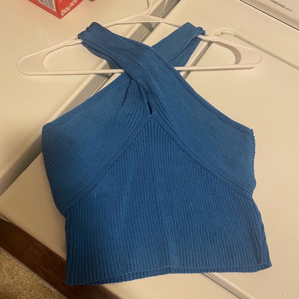 Vestique criss cross tank royal blue worn once size small!!
